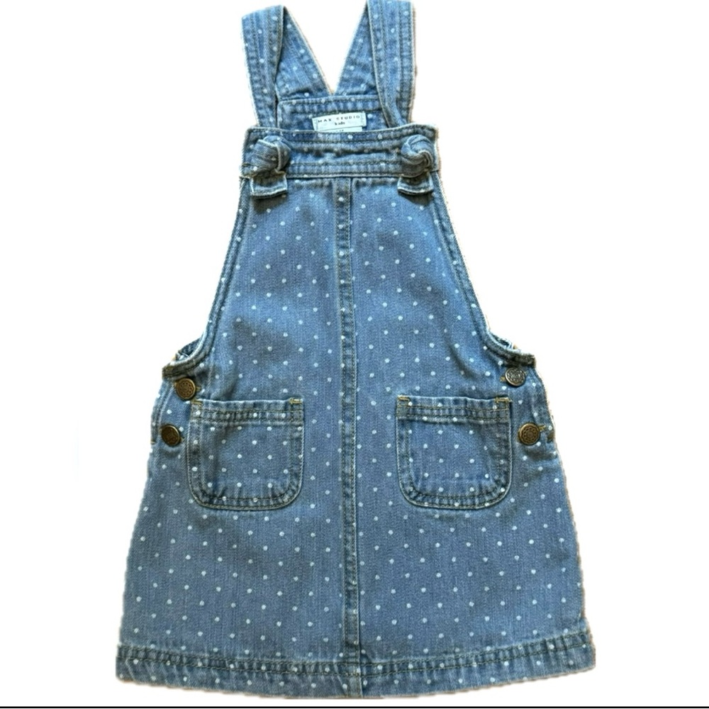 Max Studio Denim Pin Dot Coverall Dress size 2T